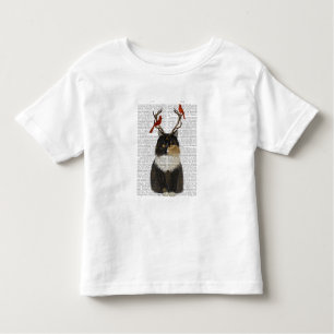 T-shirt Pour Les Tous Petits Chat Tortoiseshell avec Antlers et Red Birds