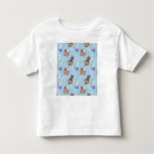 T-shirt Pour Les Tous Petits Chats en boîte et gouttes de lait sur bleu