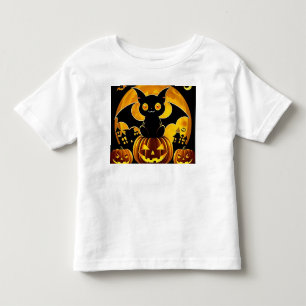 T-shirt Pour Les Tous Petits Chauve-souris de dessin animé et citrouilles sous