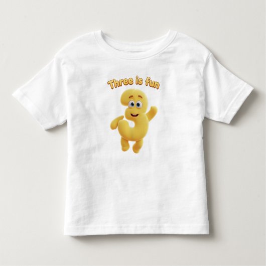 T-shirt Pour Les Tous Petits Cheerful Cartoon Number 3 | "Three is Fun" (Devant)