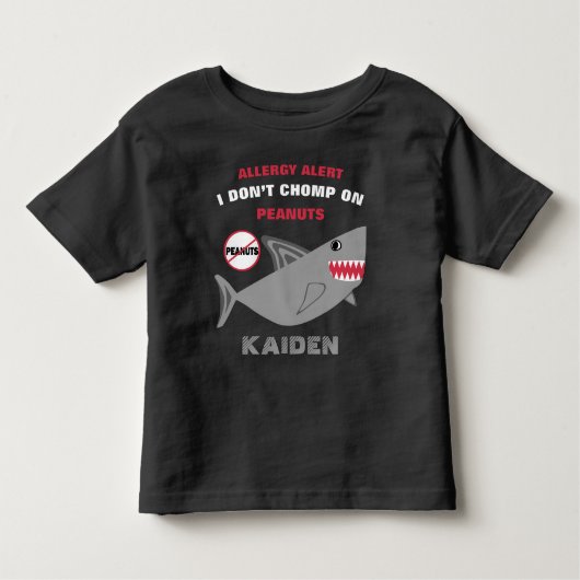 T-shirt Pour Les Tous Petits Chemise d'alerte d'allergie d'arachides de requin (Devant)
