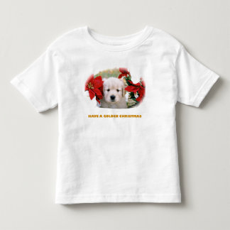 T-shirt Pour Les Tous Petits Chemise de chiot de golden retriever de Noël des