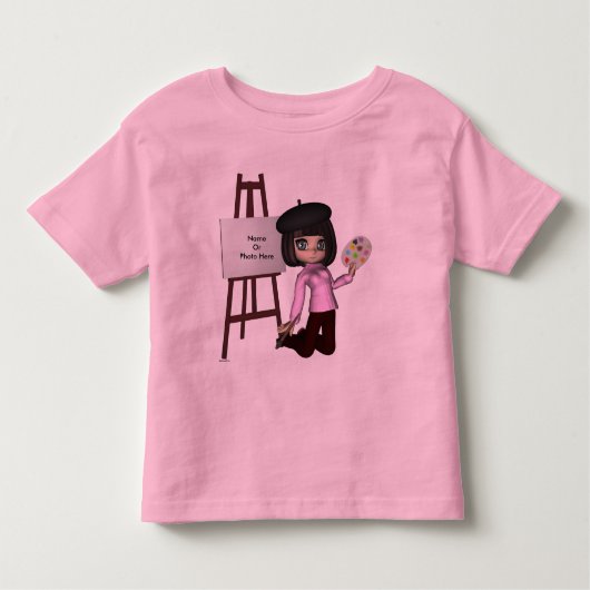T-shirt Pour Les Tous Petits Chemise de l'artiste fille Easel (Devant)