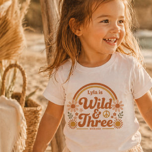 T-shirt Pour Les Tous Petits Chemise de naissance trois sauvage personnalisée f