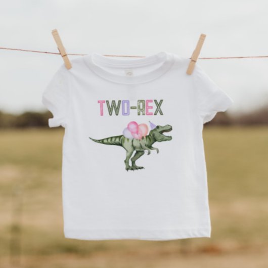 T-shirt Pour Les Tous Petits Chemise fille deux dinosaures rex