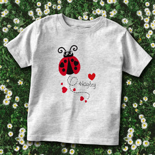 T-shirt Pour Les Tous Petits Chemise Flying ladybug cœurs rouge nom