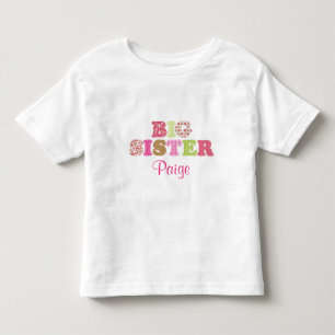 T-shirt Pour Les Tous Petits Chemise grande soeur verte et rose personnalisée
