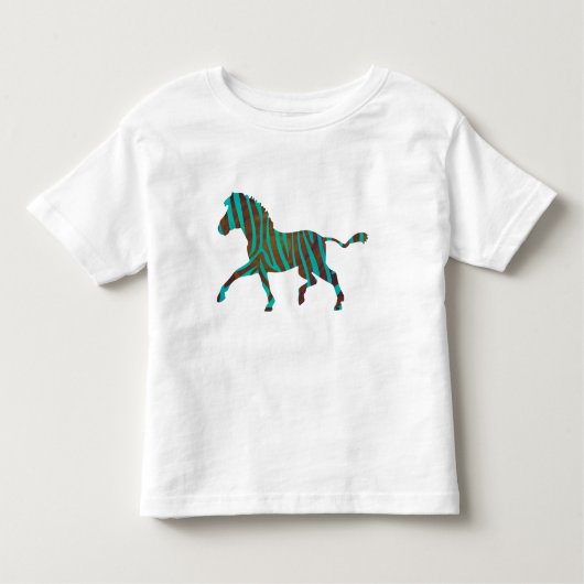 T-shirt Pour Les Tous Petits Chemises d'impression Brown et Turquoise Zebra (Devant)