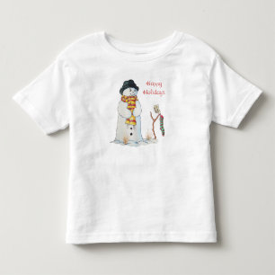 T-shirt Pour Les Tous Petits Cher bonhomme de neige souriant dans la neige à n