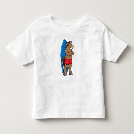 T-shirt Pour Les Tous Petits Cheval comme Surfer avec Surfboard (Devant)