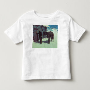 T-shirt Pour Les Tous Petits Cheval et Cowboy sous la neige d'hiver