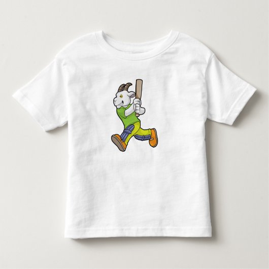 T-shirt Pour Les Tous Petits Chèvre comme Batsman avec chauve-souris de cricket (Devant)