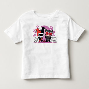 T-shirt Pour Les Tous Petits Chibi Harley Quinn & Chibi Catwoman Avec Chats