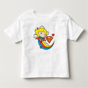 T-shirt Pour Les Tous Petits Chibi Supergirl volant arc-en-ciel