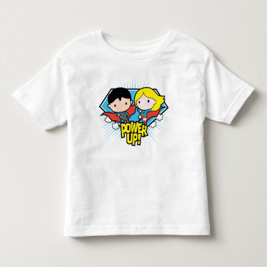 T-shirt Pour Les Tous Petits Chibi Superman & Chibi Supergirl Power Up! (Devant)