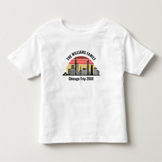 T-shirt Pour Les Tous Petits Chicago Sunset Customized Family Trip (Devant)