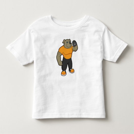 T-shirt Pour Les Tous Petits Chien à la condition physique avec Dumbbell (Devant)