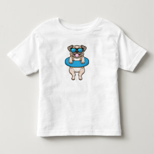 T-shirt Pour Les Tous Petits Chien à la natation avec anneau de natation