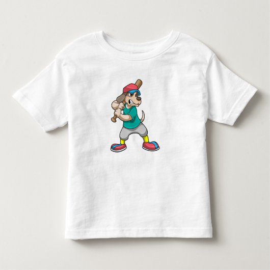 T-shirt Pour Les Tous Petits Chien au baseball avec batte de baseball (Devant)