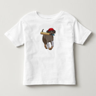 T-shirt Pour Les Tous Petits Chien au cricket avec batte de cricket