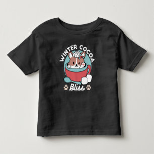 T-shirt Pour Les Tous Petits Chien dans la Mug Festive pour Vibes de vacances -