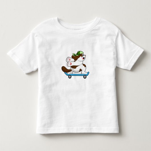 T-shirt Pour Les Tous Petits Chien en Skate avec Skateboard (Devant)