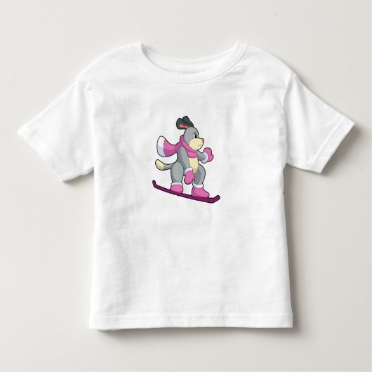 T-shirt Pour Les Tous Petits Chien en Snowboardeur avec Sonowboard (Devant)