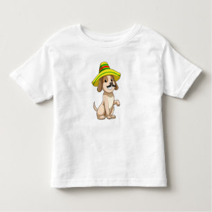 T-shirt Pour Les Tous Petits Chien mexicain avec casquette de paille