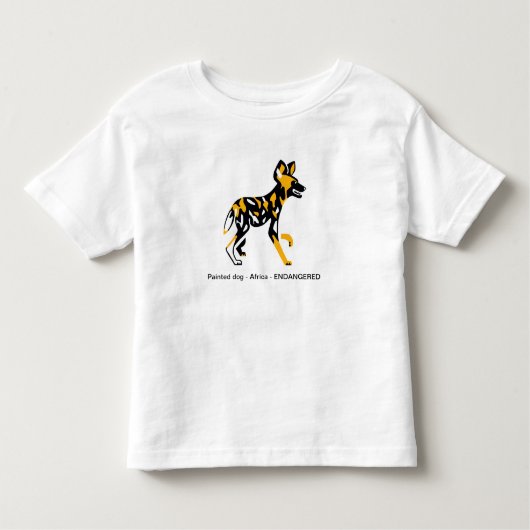 T-shirt Pour Les Tous Petits Chien sauvage africain mignon -Chien peint -Amoure (Devant)