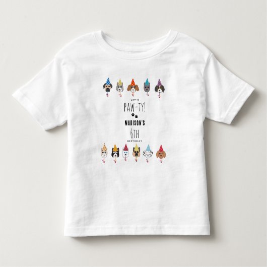 T-shirt Pour Les Tous Petits Chiens mignons Pawty Fête d'anniversaire (Devant)