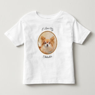 T-shirt Pour Les Tous Petits Chihuahua Peinture de Chien à long Haired Art orig