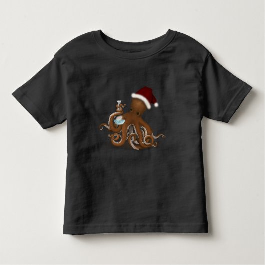 T-shirt Pour Les Tous Petits Chimie Octopus à Santa Hat Steampunk Noël (Devant)