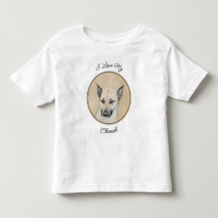 T-shirt Pour Les Tous Petits Chinook (Oreilles Pointées) Peinture - Art Chien o