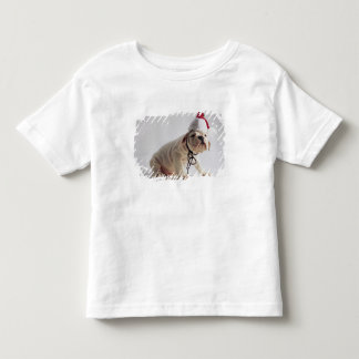 T-shirt Pour Les Tous Petits Chiot de bouledogue utilisant le casquette de Père