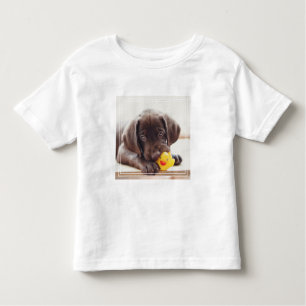 T-shirt Pour Les Tous Petits Chocolat Labrador Puppy With Toy Duck
