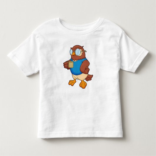 T-shirt Pour Les Tous Petits Chouette avec tasse de café (Devant)