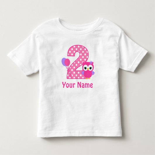 T-shirt Pour Les Tous Petits Chouette fille 2e anniversaire T chemise personnal (Devant)