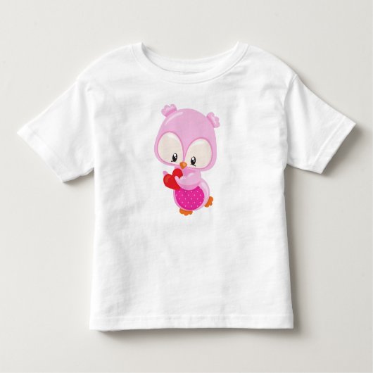 T-shirt Pour Les Tous Petits Chouette mignonne, Petite Chouette, Coeurs, Chouet (Devant)