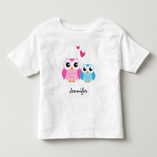 T-shirt Pour Les Tous Petits Chouettes de dessin mignonnes avec le coeur nom pe