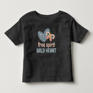 T-shirt Pour Les Tous Petits Citation Boho Chic Esprit Libre Cœur Sauvage Rose 