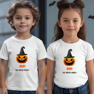 T-shirt Pour Les Tous Petits Citrouille d'Halloween "BOO !" - Nom personnalisé