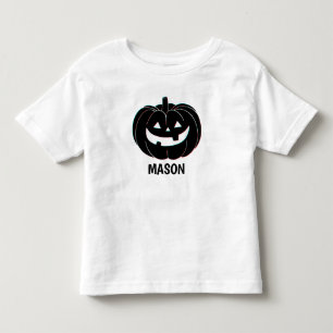 T-shirt Pour Les Tous Petits Citrouille noire mignonne Nom Halloween