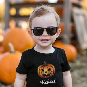 T-shirt Pour Les Tous Petits Citrouille orange personnalisée tendance Halloween