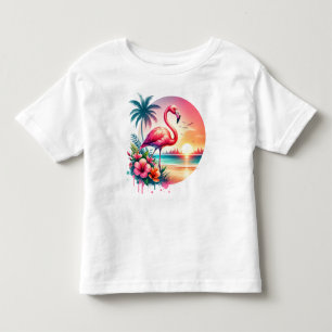 T-shirt Pour Les Tous Petits Clipart coucher de soleil Flamant rose rose