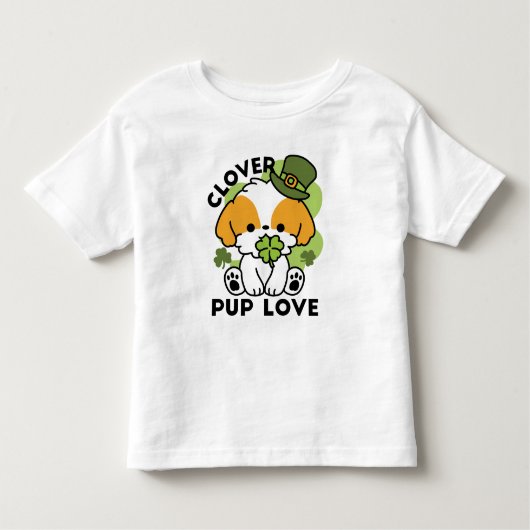 T-shirt Pour Les Tous Petits Clover Pup Love - St. Patrick's Day Chien Design (Devant)