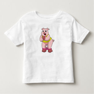 T-shirt Pour Les Tous Petits Cochon de fitness avec bande de caoutchouc