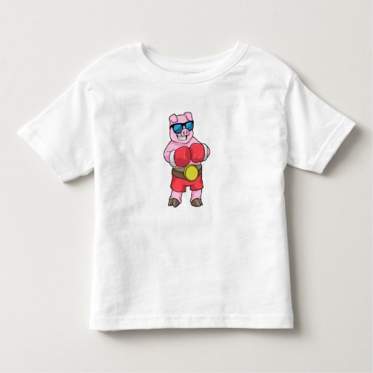 T-shirt Pour Les Tous Petits Cochon en boîte avec gants de boxe (Devant)