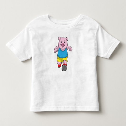T-shirt Pour Les Tous Petits Cochon en tant que coureur à l'exécution (Devant)