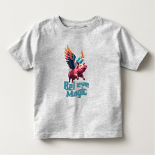 T-shirt Pour Les Tous Petits Cochon mignon avec ailes colorées   Croire en la m