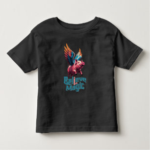 T-shirt Pour Les Tous Petits Cochon mignon avec ailes colorées   Croire en la m